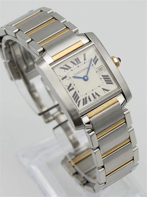 cartier two tone tank|cartier tank francaise with diamonds.